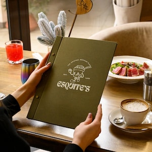 Funda de tela para menú, carpeta personalizada para hojas de menú, libro de menú personalizado con impresión de logotipo, carpetas para restaurantes de tamaño carta/A4