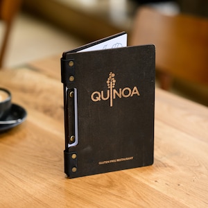 Niestandardowa okładka menu, uchwyt na menu z personalizacją, teczka na menu restauracji, okładka menu A5 A4, okładka menu kawiarni, okładka menu listy win