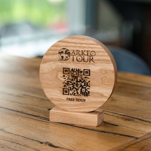 Wooden QR Code Sign, QR Code Menu Tabletop Stand, Scan to Pay Sign, Bar Menu Display, Wooden QR Code Stand, Tabletop Menu Holder