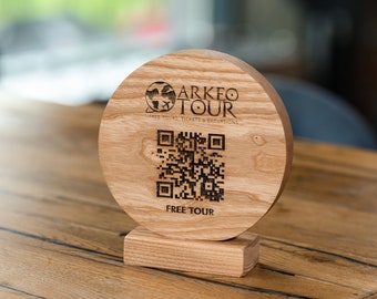 Oak QR Code Tabletop Sign: Scan to Pay, Bar Menu Display