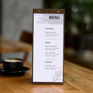 Quadro de cardápio, suporte para cardápio, capa para cardápio, pasta para cardápio personalizável, cardápio de cafeteria, cardápio de coquetéis, pasta para capa de cardápio, suporte para cardápio minimalista