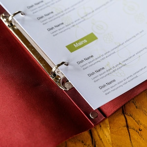 Leather Menu Cover With Ring Binder, Custom Restaurant Menu Holder - Etsy