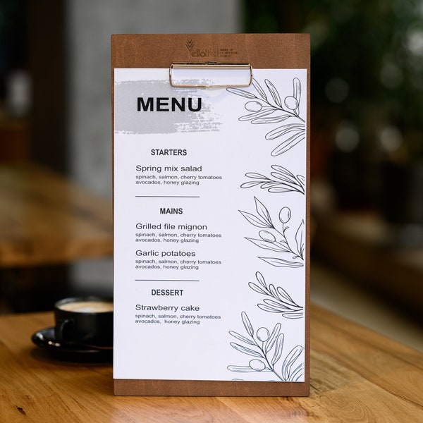 Menu Board with Binder, Restaurant Menu Holder with Personalisation, Menu Cover Customized, Clipboard Binder, Coffee Bar Menu Holder