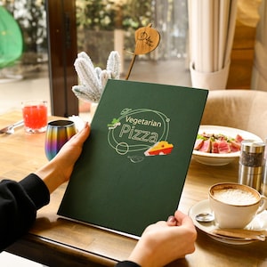 Carpeta de menú de tela de 8,5 a 11 pulgadas, funda para menú de restaurante, portamenús personalizado para impresión de logotipos, portamenús para pizzería