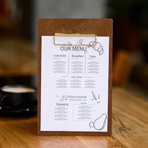 Porta-cardápio de restaurante com gravação de logotipo, quadro de cardápio personalizado, cardápio de bebidas de bar, fichário de folhas A5, capa de cardápio de cafeteria