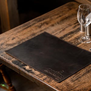 Premium Leather Dining Table Mats, Custom Rectangular Placemats with Logo Embossing, Personalizable Leather Placemat