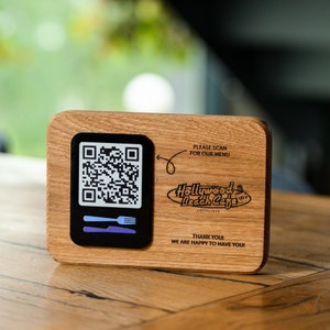 Enseigne de code QR Oaken, affichage de menu de paiement, support Scan to Pay, menu sans contact, support de code QR en bois, affichage de menu de bar, enseigne restaurant café