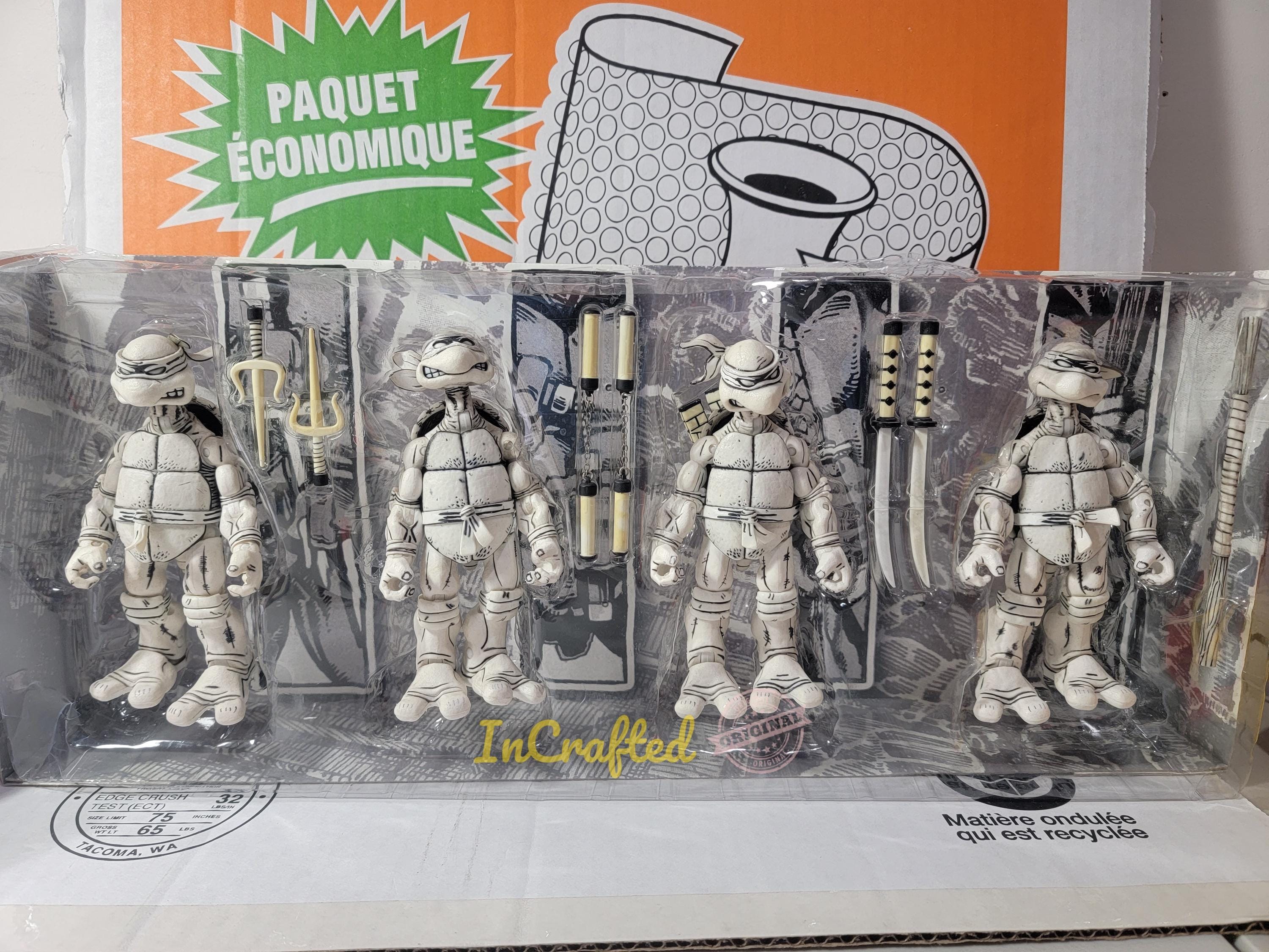 NECA 2008 TMNT Black White 4 Figures Exclusive Used Box Set