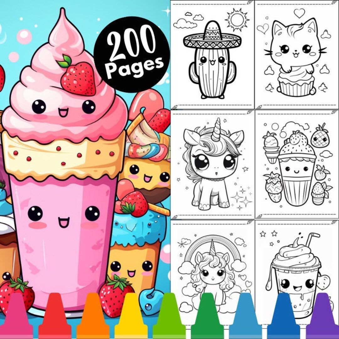 200 Summer Kawaii Coloring Pages, 200 Kawaii Coloring Pages for Kids ...