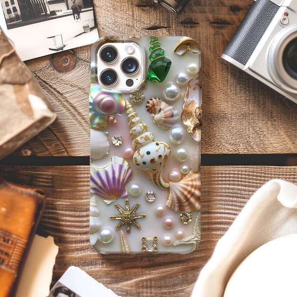 3D Sanibel Seashell Collage Phone Case, Memor Inspired Coastal Aesthetic Summer Phone Cover Gift, iPhone 15 14 13 12 11 Pro Max 8 Casing
