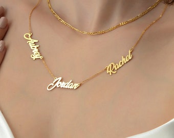 3 Name Necklace Gold 14k, Custom Multi Name Necklace, Family Name Necklace, Kids Name Necklace, 3 Names Necklace, Christmas Gifts for Mom