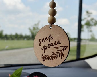 Seek Peace | Wood Car Charm
