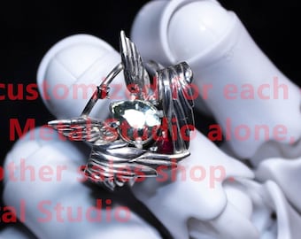 Seraph Ring ,Custom Handmade Ring, Green Tourmaline , Custom Charm Ring,Jewelry, Silver Ring, Gift,Fantasy Metal Studio,