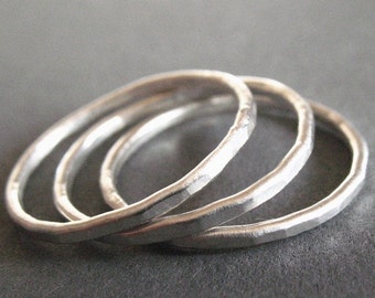 Fine silver, eco-friendly stacking rings - "Gimme the Skinny"