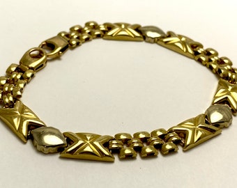 ESTATE - 7” 14k Gold Link Bracelet 8mm Wide Bracelet