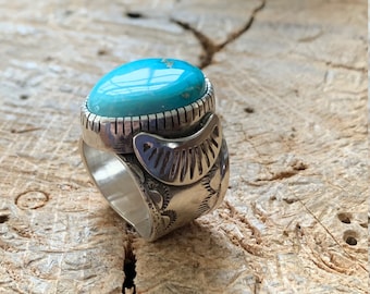 Sterling Silver Turquoise Ring - Size 8