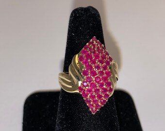 ESTATE - Rubies Rubies Rubies 48 2mm Red Ruby 14k Ring Size 9