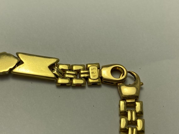 ESTATE - 7” 14k Gold Link Bracelet 8mm Wide Brace… - image 2