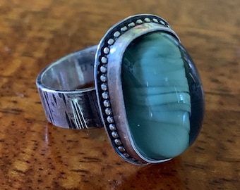 Sterling Silver and Glass Ring Size 6