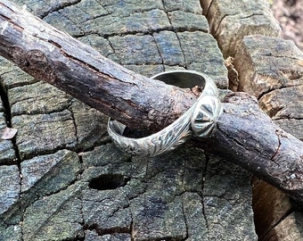 Square Banded Rustic Star Ring - Sterling Silver - size 5