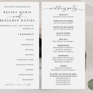 Elegant Wedding Program Template, Modern Black & White, 4x8 (digital ...