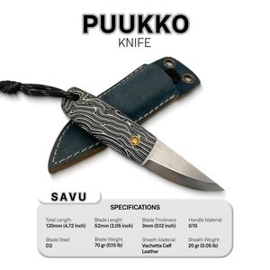 Savu - Traditional Finnish Puukko Knife with G10 Handle - Leather Sheath – Stainless Steel Outdoor Blade for Hunting, Bushcraft