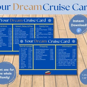 Carte da gioco della linea di crociera / Sogno / Regalo Fish Extender / Cruise Fish Extender / Polvere di fata / Tag / Download digitale / Nave da crociera