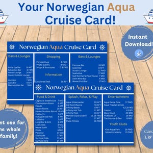 Cruise Line Deck Karten | Norweger Aqua | Fisch Verlängerung Geschenk | Cruise Fish Verlängerung | Digitaler Download | Kreuzfahrtschiff