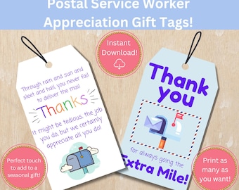 Gift Tag Postal Worker Appreciation Tags Personalized Appreciation Tags Personalized Thank You Tags Printable  USPS Gift Tags Instant Print