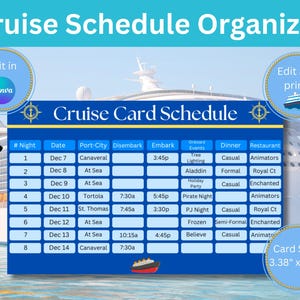 Cruise Line-deckkaartorganizer | Kaart vaarschema| Visverlenger | Pixie Dust | Digitale download | Digitale download | Bewerkbaar