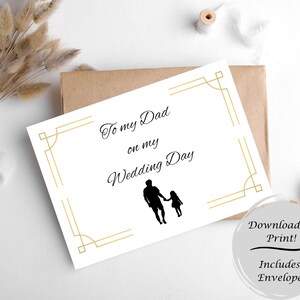 À mon père le jour de mon mariage, carte de mariage, note à papa le jour du mariage, carte à téléchargement numérique, 5 x 7 pouces, téléchargement immédiat, mignon, PDF, mariage