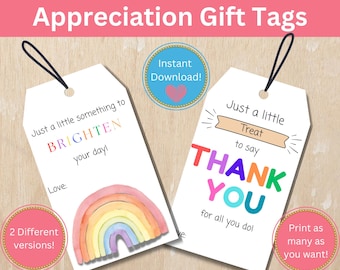 Appreciation Gift Tags Personalized Appreciation Tags Personalized Thank You Tags Printable Teacher Gift Tags Instant Print Tag