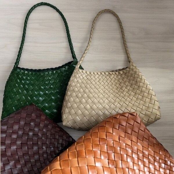SITING Retro Pure Handmade Cowhide Woven Bag, All Colors
