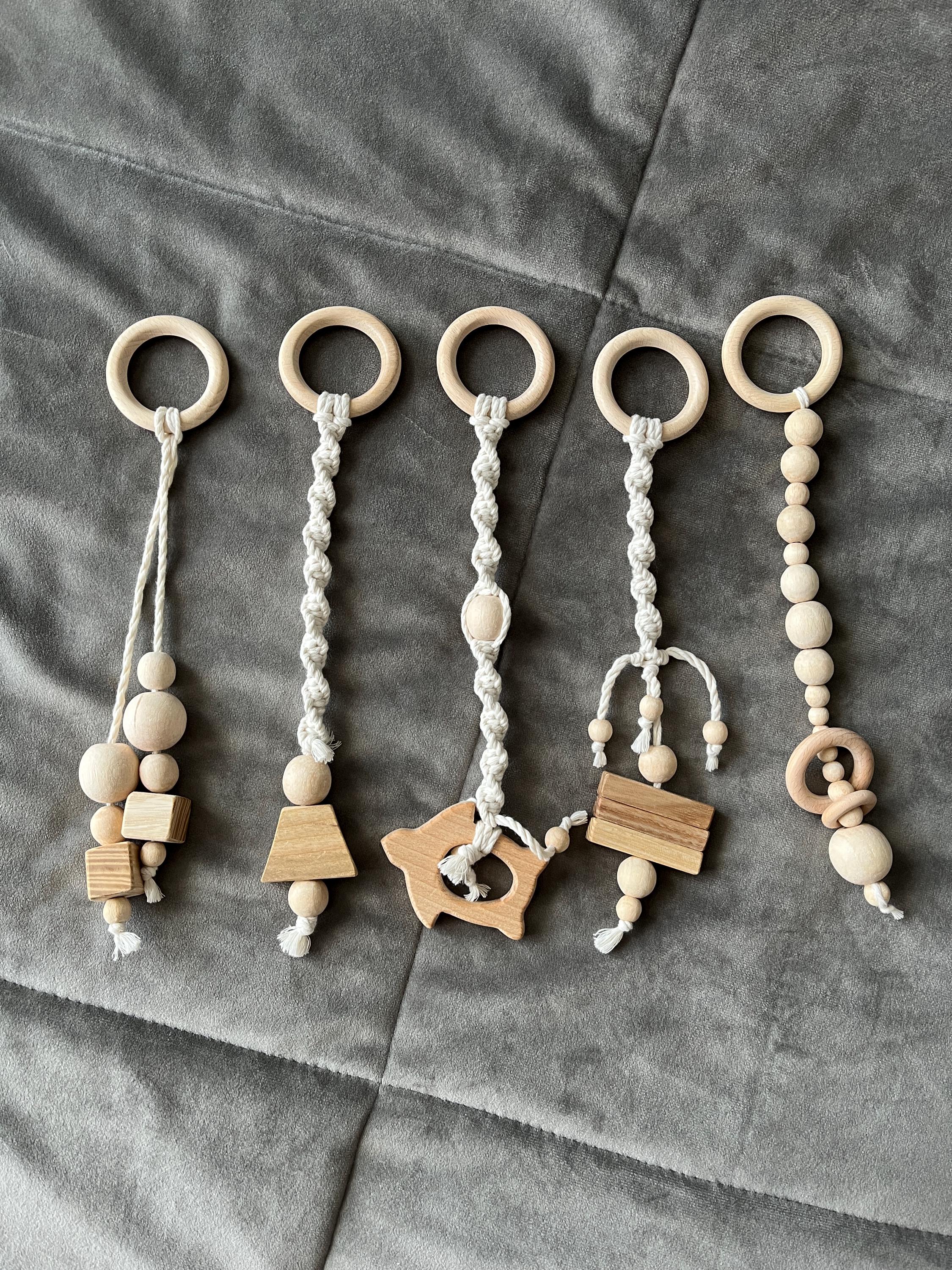 Wooden Baby Gym Hanging Toys, Montessori Infant Play Mat