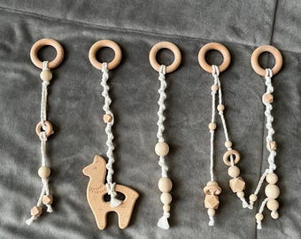 Wooden Baby Gym with Hanging Toys: Montessori Play Gym Frame
