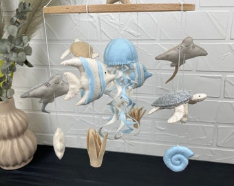 Ocean Baby Mobile, Filz nautische Kinderzimmer Dekor, Handgemachte Krippe Mobile