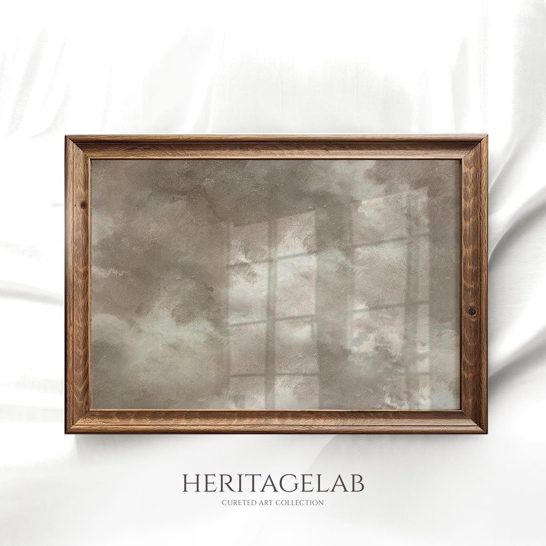 Vintage Skyscape Cloud Wall Art • Rustic Sky Painting Wall Decor ...