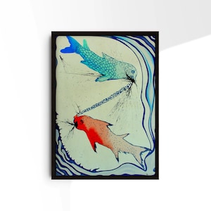 Salvador Dalì Pisces Art Print, Surreal Zodiac Poster, Astrology Wall Decor, Unique Horoscope Gift for Pisces Fans #D12