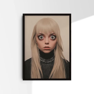 Billie Eilish Poster – Framed or Unframed Wall Art Print – Pop Star Illustration – Music Room Decor – Gift for Fans of Female Artists #04