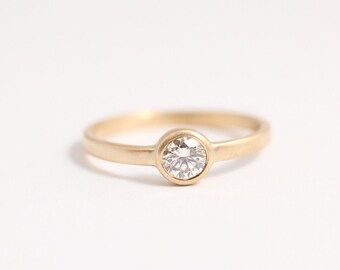 Rose Gold .5ct Diamond Engagement Ring, Bezel Set, Ethically handmade in New Zealand
