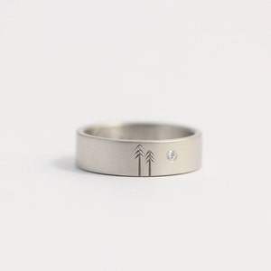 Unique Platinum Engagement Ring//Woodland Wedding Ring//Diamond Wedding Band//Simple Platinum Ring//Size 6 Ring//7mm Wedding image 1
