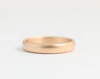 Wedding Band Engagement Ring Matte Gold Rose Gold Eco Friendly 3mm 14ct Ethical Rose Rounded