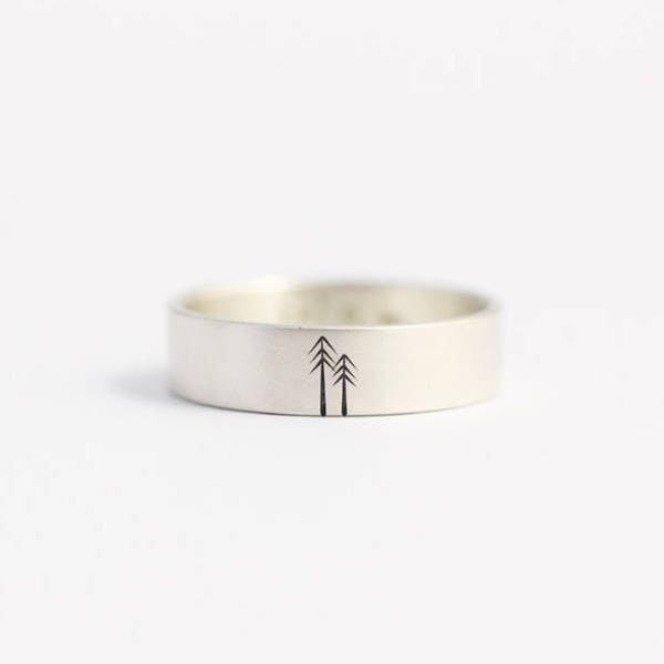Unique Mens Wedding Ring in White Gold (Women can totally wear this wedding ring too!)