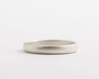 Wedding Band Engagement Ring Matte Gold White Gold Eco Friendly 3mm 9ct Ethical White Beach Gold Rounded