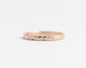 Wedding Band or Engagement Ring narrow distressed 9ct rose gold 3mm wide band