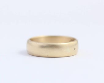 Mens or Womens Rounded Wedding Band in Ethical Matte Gold 14ct yellow ethical gold 5mm