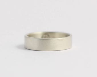Wedding Band Engagement Ring Matte Gold White Gold Eco Friendly 6mm 9ct Ethical White Gold