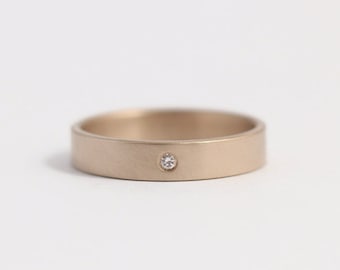 Simple Diamond Engagement Ring or Wedding Band in Ethical Matte Rose Gold and Conflict-Free Diamond 3mm band