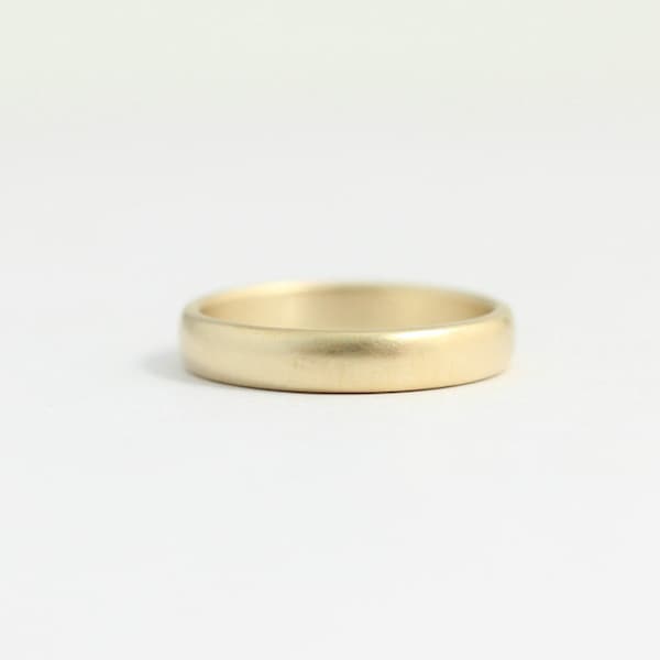 Rounded Ethical Yellow Gold Plain Wedding Band: Eco Friendly Beach Gold