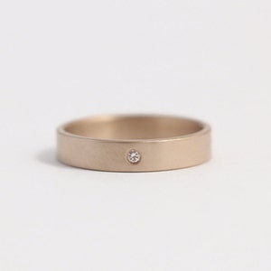 Simple Diamond Engagement Ring or Wedding Band in Ethical Matte Rose Gold and Conflict-Free Diamond 3mm band